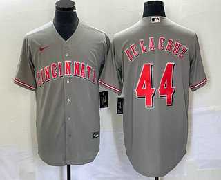 Men%27s Cincinnati Reds #44 Elly De La Cruz Grey Cool Base Stitched Baseball Jersey